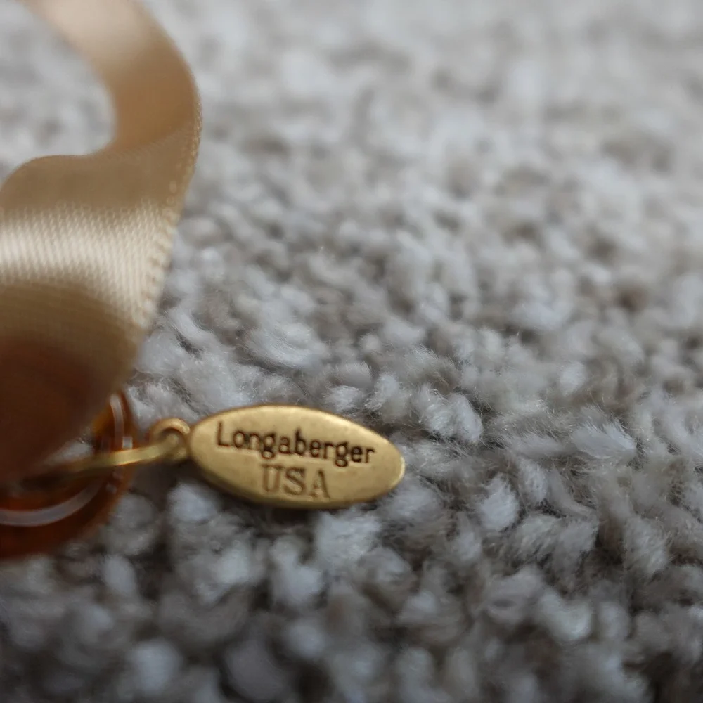 Longaberger 2006 Collector's Club Pinecone Ornament Amber Blown Glass USA Box